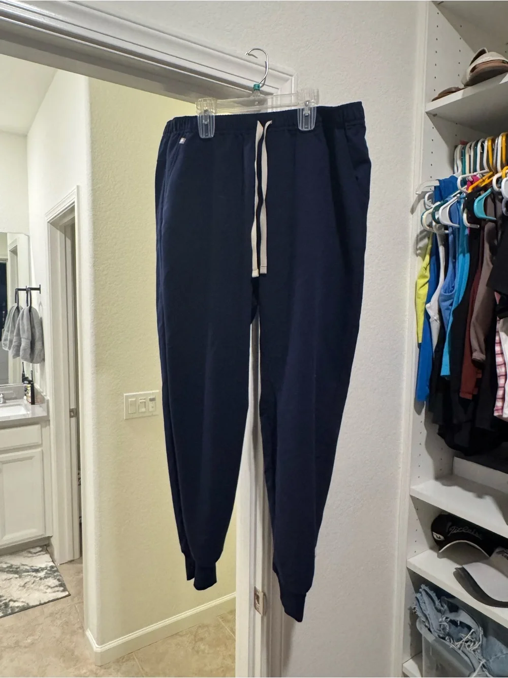 Figs Men's Navy Joggers with Contrast Drawstring
